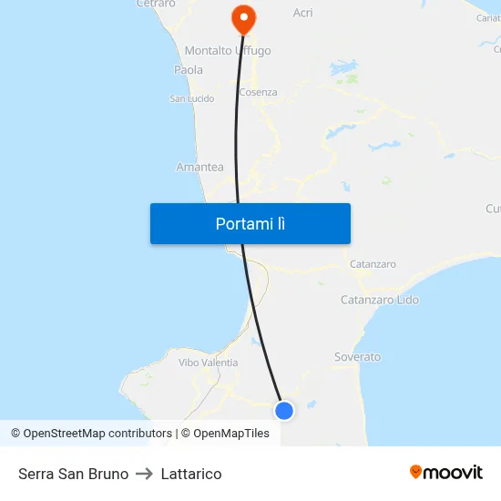 Serra San Bruno to Lattarico map