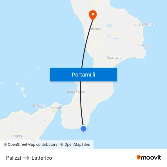 Palizzi to Lattarico map