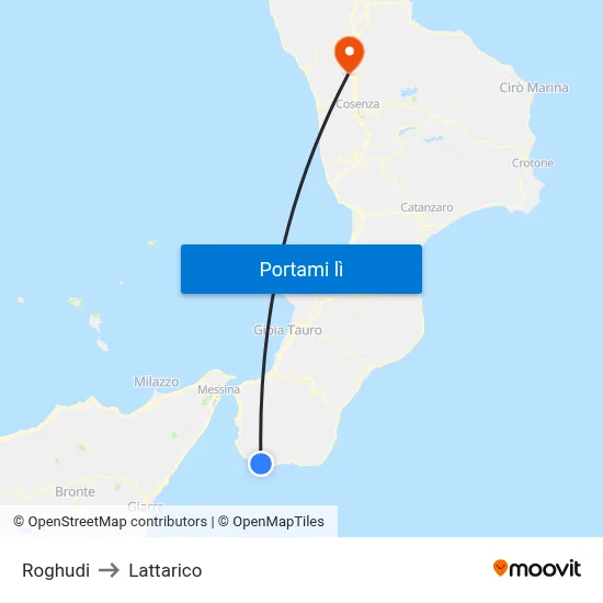 Roghudi to Lattarico map