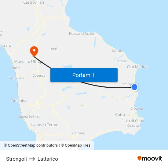 Strongoli to Lattarico map