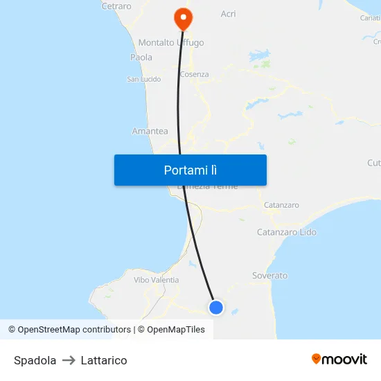 Spadola to Lattarico map