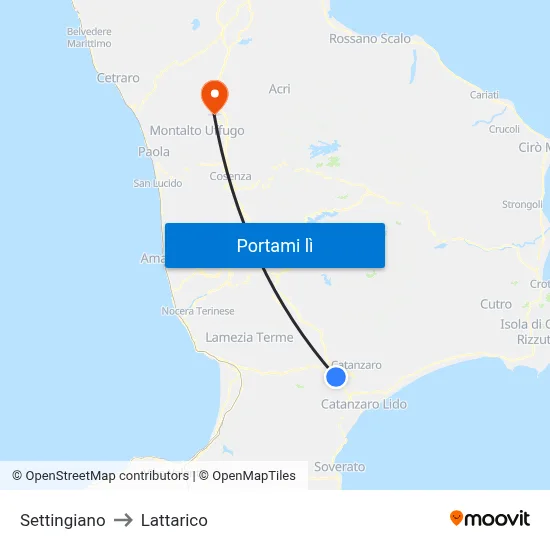 Settingiano to Lattarico map