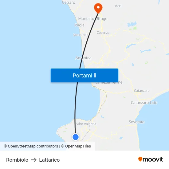 Rombiolo to Lattarico map