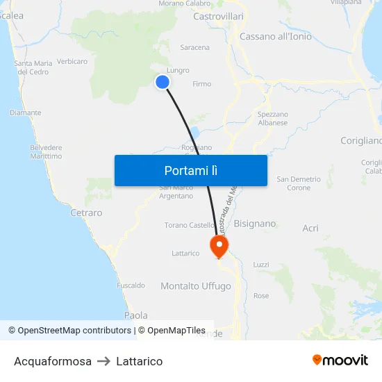 Acquaformosa to Lattarico map