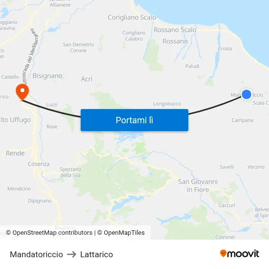 Mandatoriccio to Lattarico map