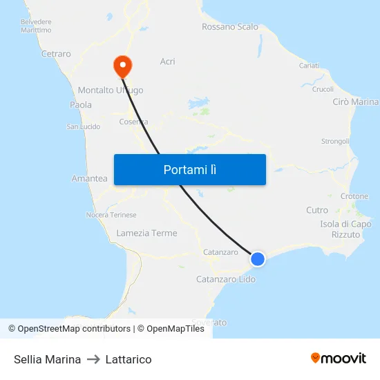 Sellia Marina to Lattarico map