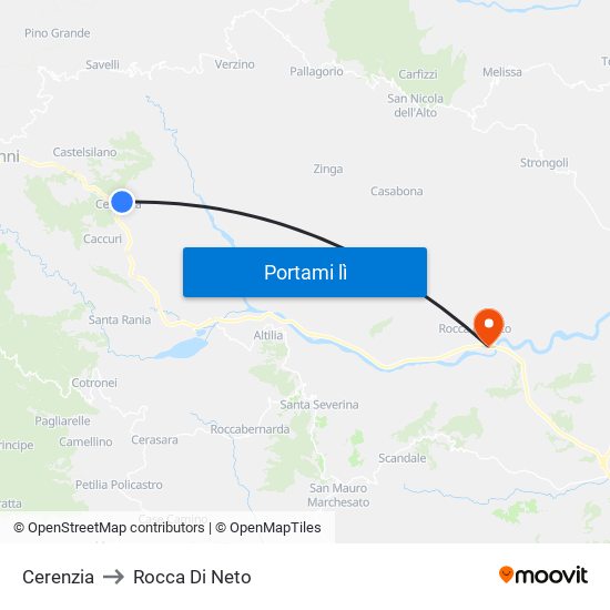 Cerenzia to Rocca Di Neto map