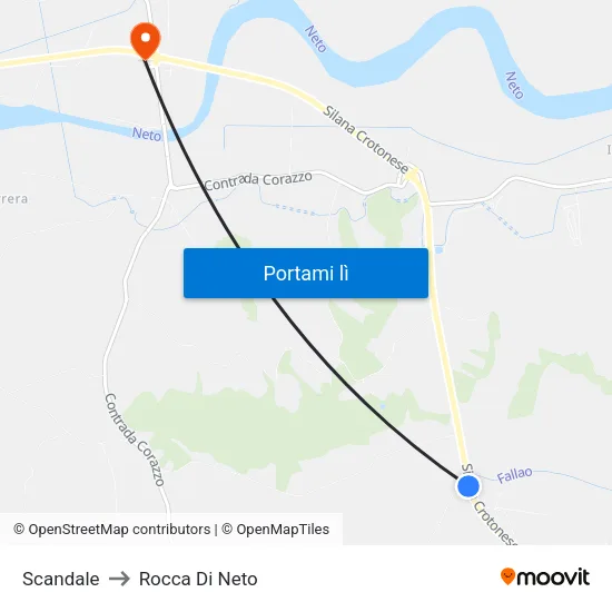 Scandale to Rocca Di Neto map