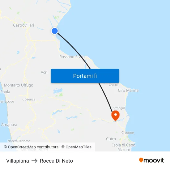 Villapiana to Rocca Di Neto map