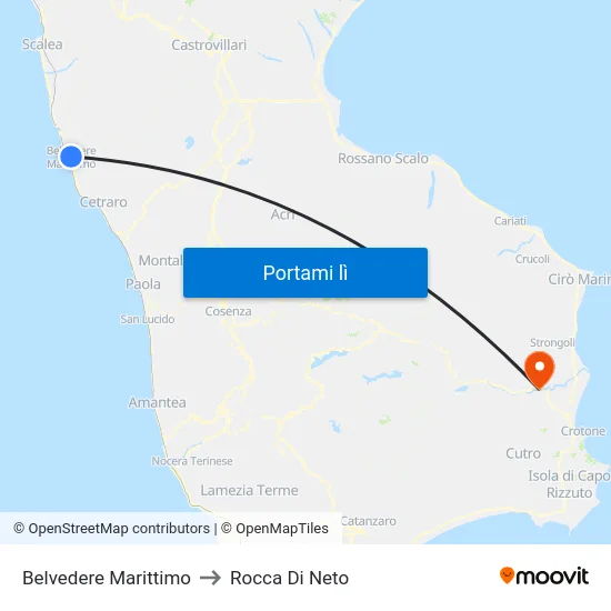 Belvedere Marittimo to Rocca Di Neto map