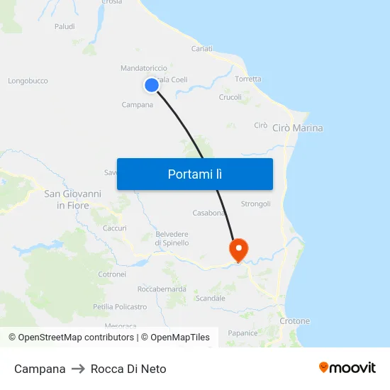 Campana to Rocca Di Neto map