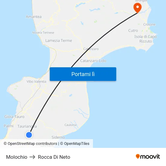 Molochio to Rocca Di Neto map