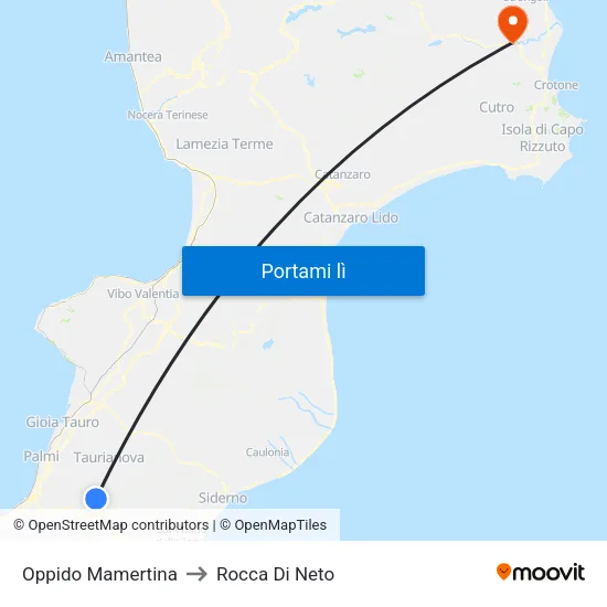 Oppido Mamertina to Rocca Di Neto map