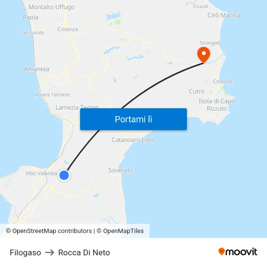 Filogaso to Rocca Di Neto map