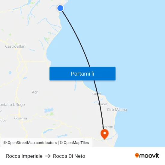 Rocca Imperiale to Rocca Di Neto map