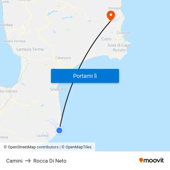 Camini to Rocca Di Neto map
