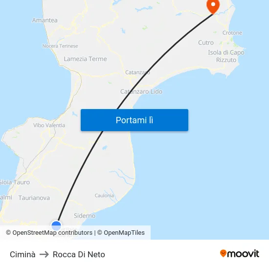 Ciminà to Rocca Di Neto map