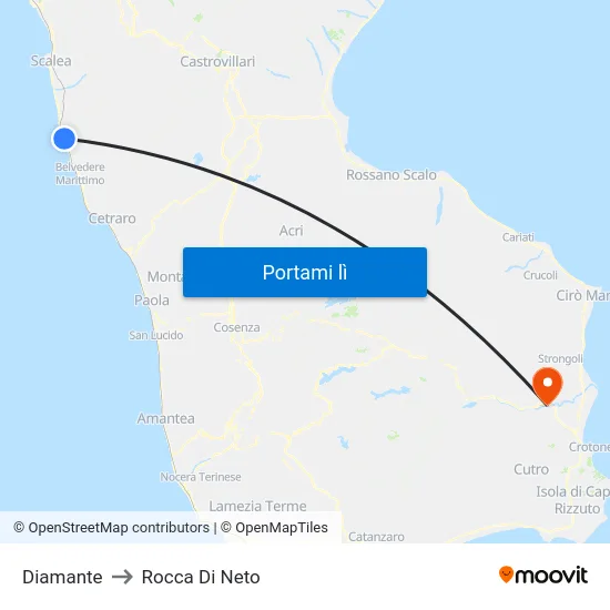 Diamante to Rocca Di Neto map
