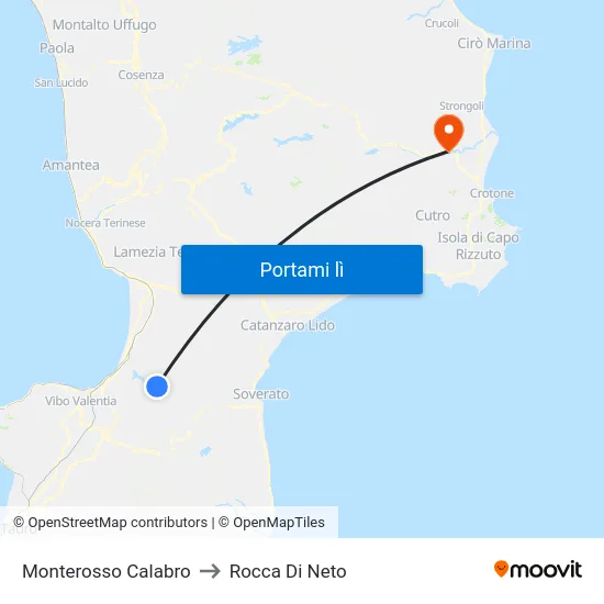 Monterosso Calabro to Rocca Di Neto map