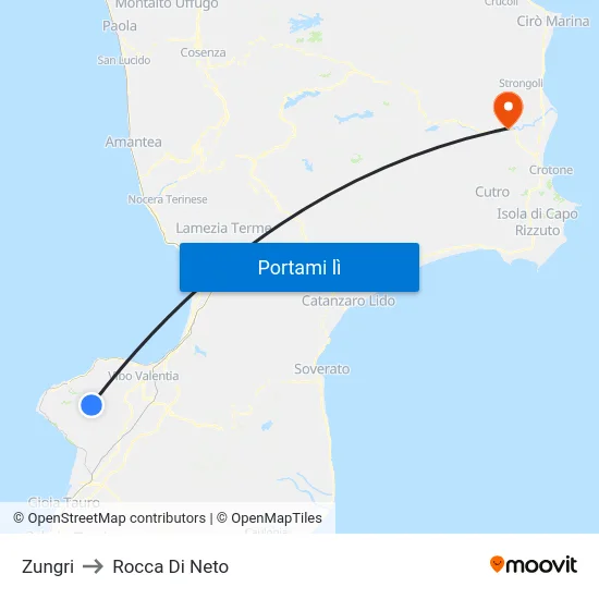 Zungri to Rocca Di Neto map