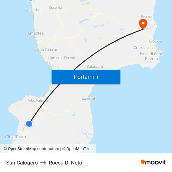 San Calogero to Rocca Di Neto map