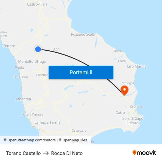 Torano Castello to Rocca Di Neto map