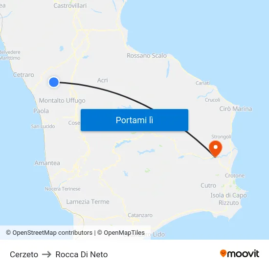Cerzeto to Rocca Di Neto map