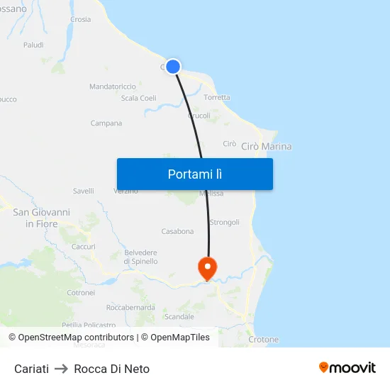 Cariati to Rocca Di Neto map