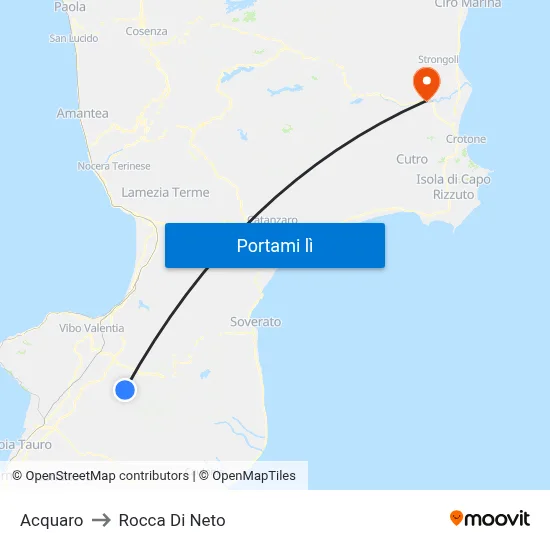 Acquaro to Rocca Di Neto map