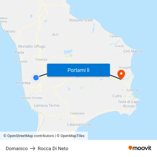 Domanico to Rocca Di Neto map
