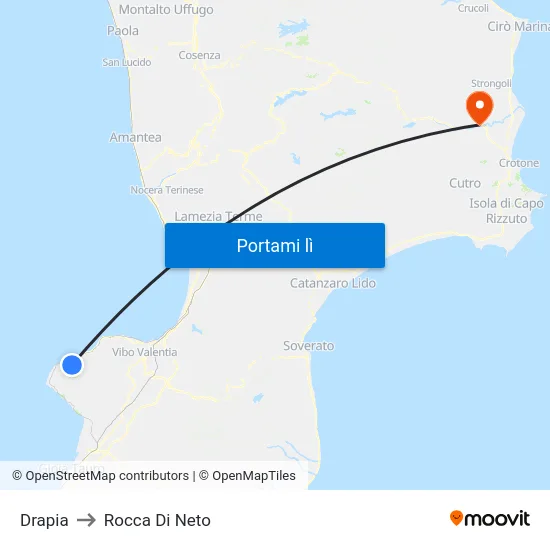 Drapia to Rocca Di Neto map