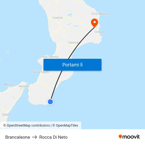Brancaleone to Rocca Di Neto map