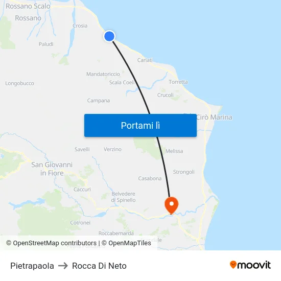 Pietrapaola to Rocca Di Neto map