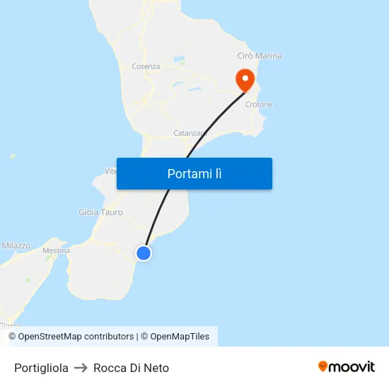 Portigliola to Rocca Di Neto map