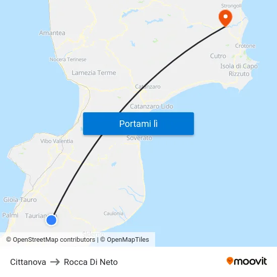 Cittanova to Rocca Di Neto map