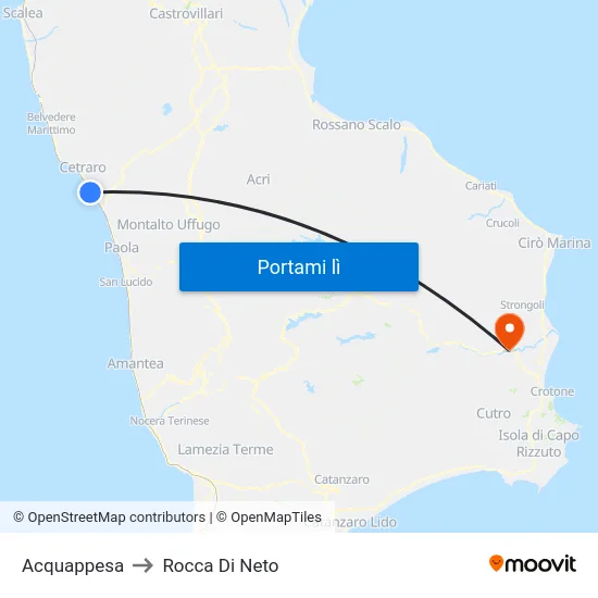 Acquappesa to Rocca Di Neto map