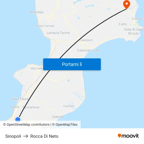 Sinopoli to Rocca Di Neto map