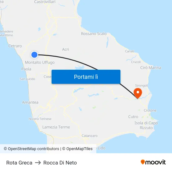 Rota Greca to Rocca Di Neto map
