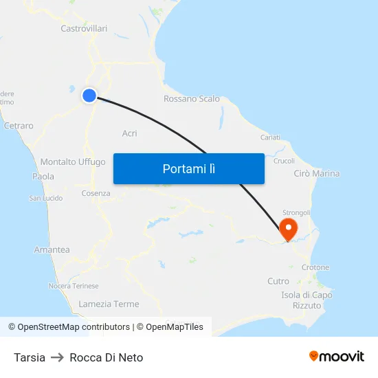 Tarsia to Rocca Di Neto map
