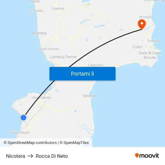 Nicotera to Rocca Di Neto map