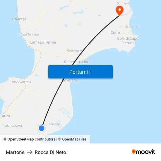 Martone to Rocca Di Neto map