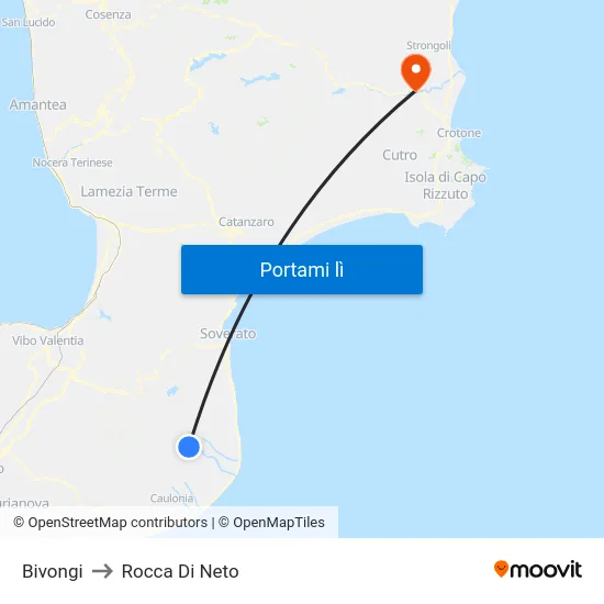 Bivongi to Rocca Di Neto map
