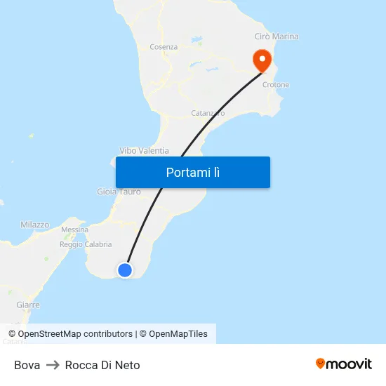 Bova to Rocca Di Neto map