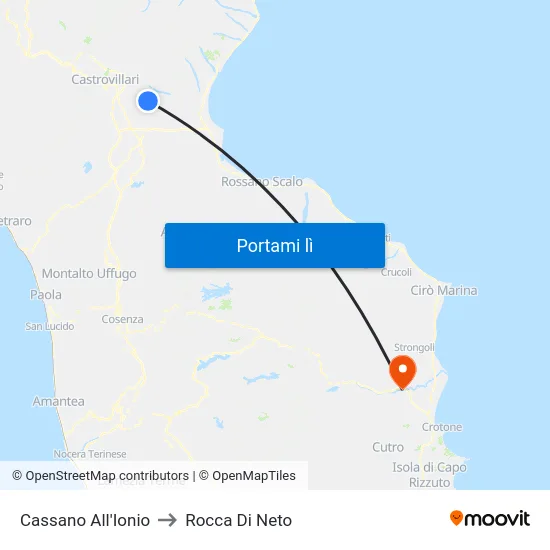 Cassano All'Ionio to Rocca Di Neto map