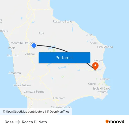 Rose to Rocca Di Neto map