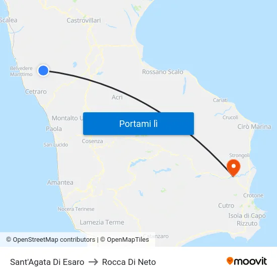 Sant'Agata Di Esaro to Rocca Di Neto map