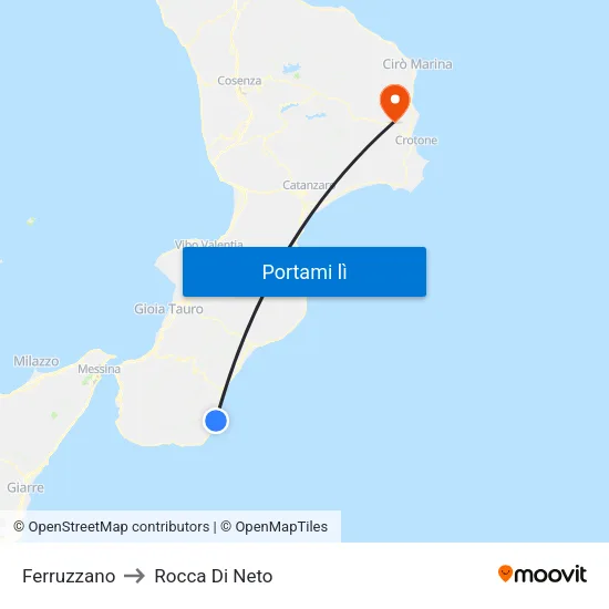 Ferruzzano to Rocca Di Neto map