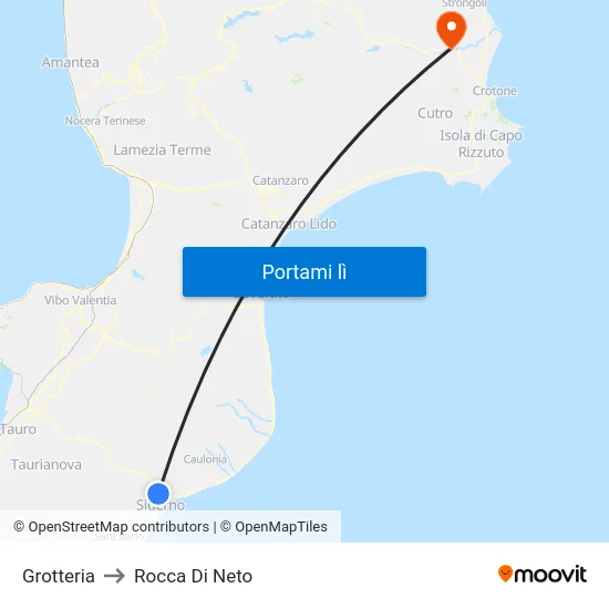 Grotteria to Rocca Di Neto map
