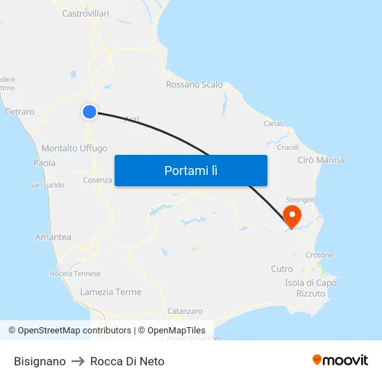 Bisignano to Rocca Di Neto map