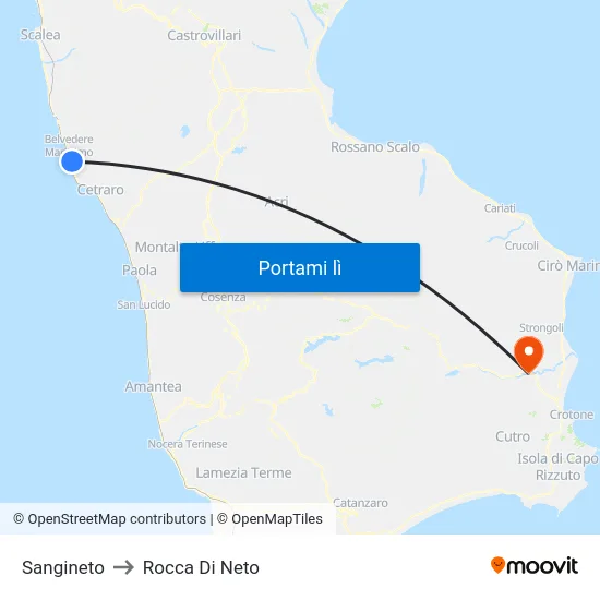 Sangineto to Rocca Di Neto map